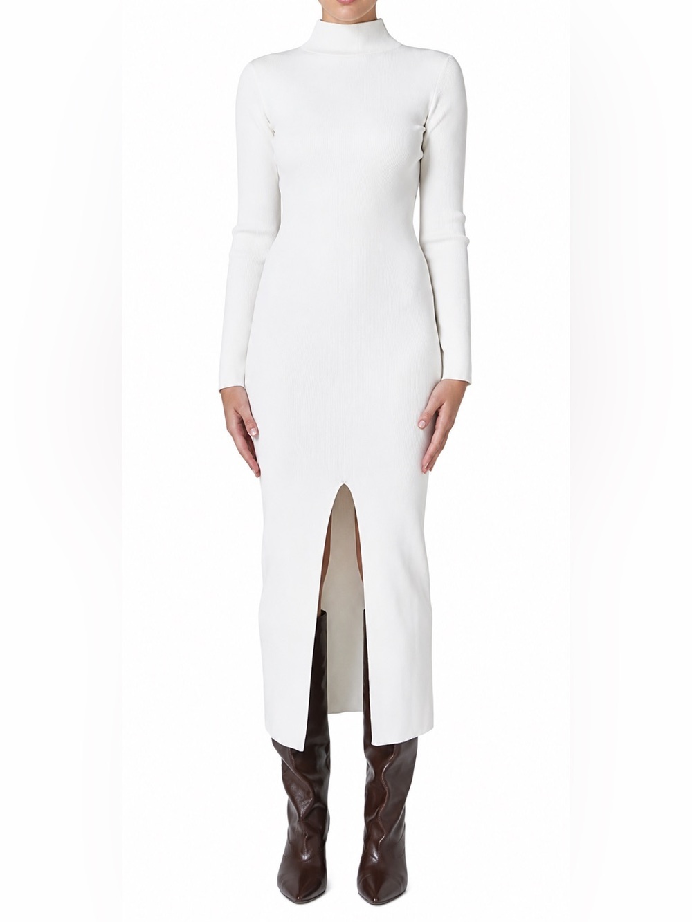 Endless Rose NWOT mock neck ribbed midi dress, medium